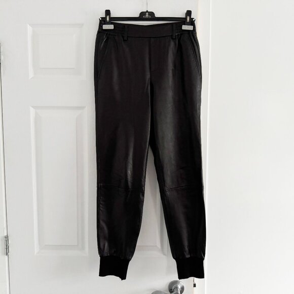 Vince Black Leather Joggers, size Small - Picture 3 of 6